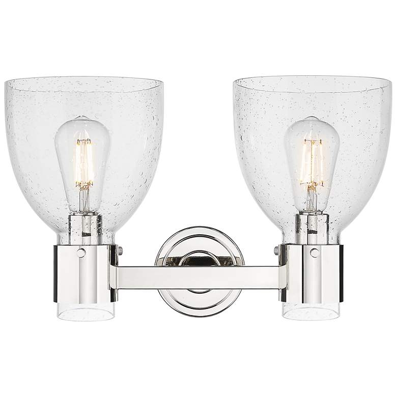 Image 2 Downtown Lawton Bell 16"W 2 Light Nickel Vanity Light w/ Seedy Shade more views