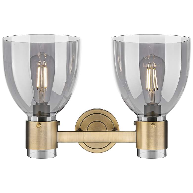Image 2 Downtown Lawton Bell 16"W Brass Vanity Light w/ Light Smoke Shade more views