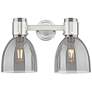 1_Downtown Lawton Bell 16"W Satin Nickel Vanity Light w/ Light Smoke Shade