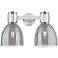 Downtown Lawton Bell 16"W Satin Nickel Vanity Light w/ Light Smoke Shade