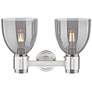 2_Downtown Lawton Bell 16"W Satin Nickel Vanity Light w/ Light Smoke Shade more views