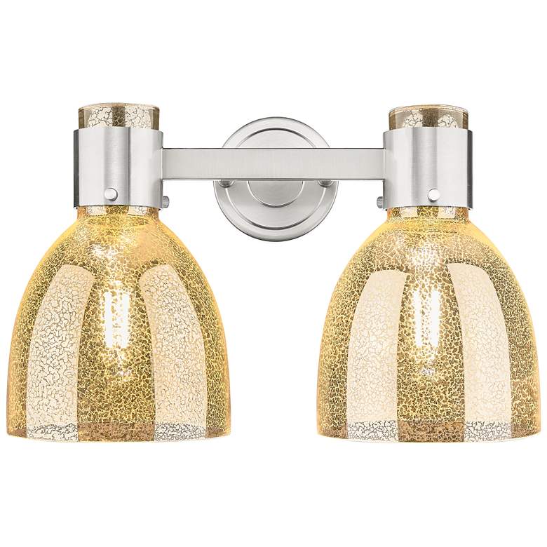 Image 1 Downtown Lawton Bell 16"W Satin Nickel Vanity Light w/ Mercury Shade