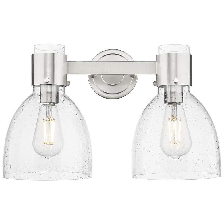 Image 1 Downtown Lawton Bell 16"W Satin Nickel Vanity Light w/ Seedy Shade