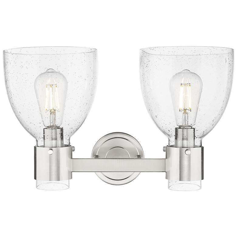 Image 2 Downtown Lawton Bell 16"W Satin Nickel Vanity Light w/ Seedy Shade more views