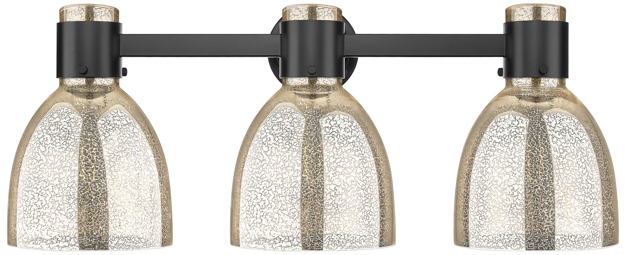 Image 2 Downtown Lawton Bell 24"W 3 Light Black Vanity Light w/ Mercury Shade more views