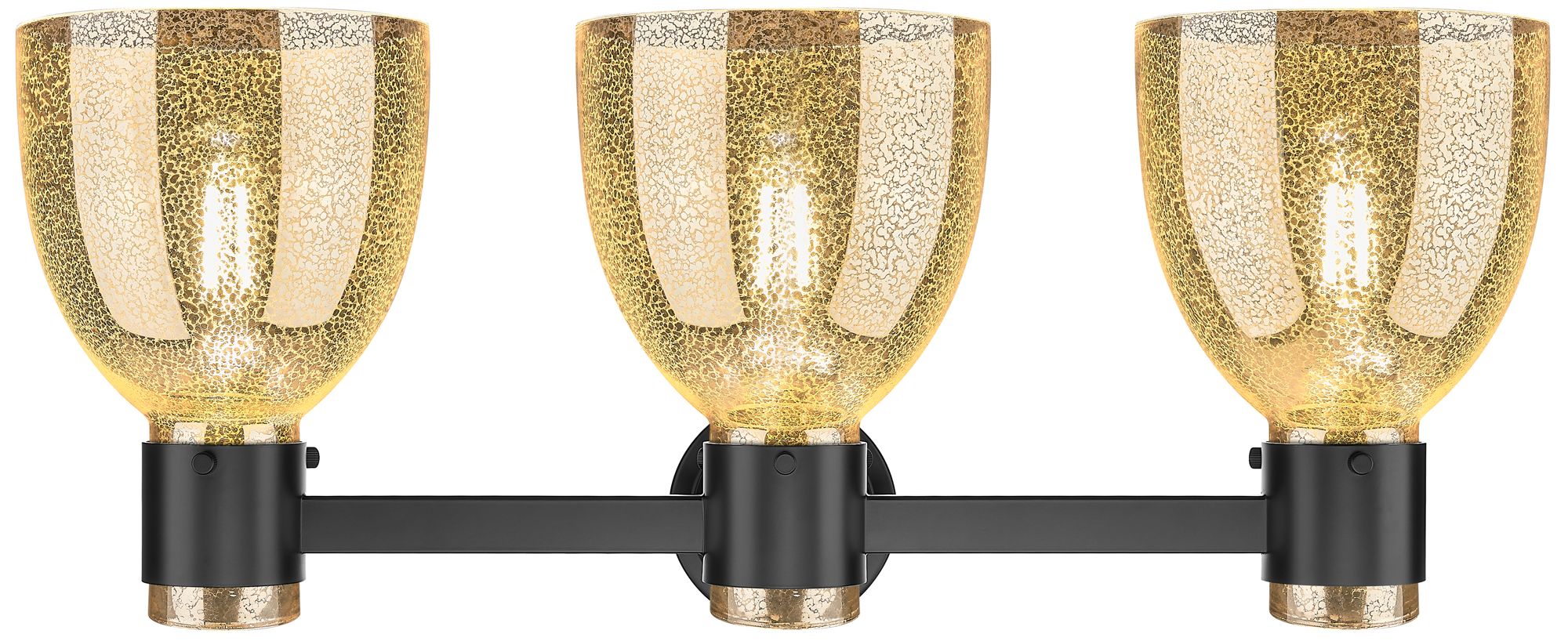 Image 3 Downtown Lawton Bell 24"W 3 Light Black Vanity Light w/ Mercury Shade more views