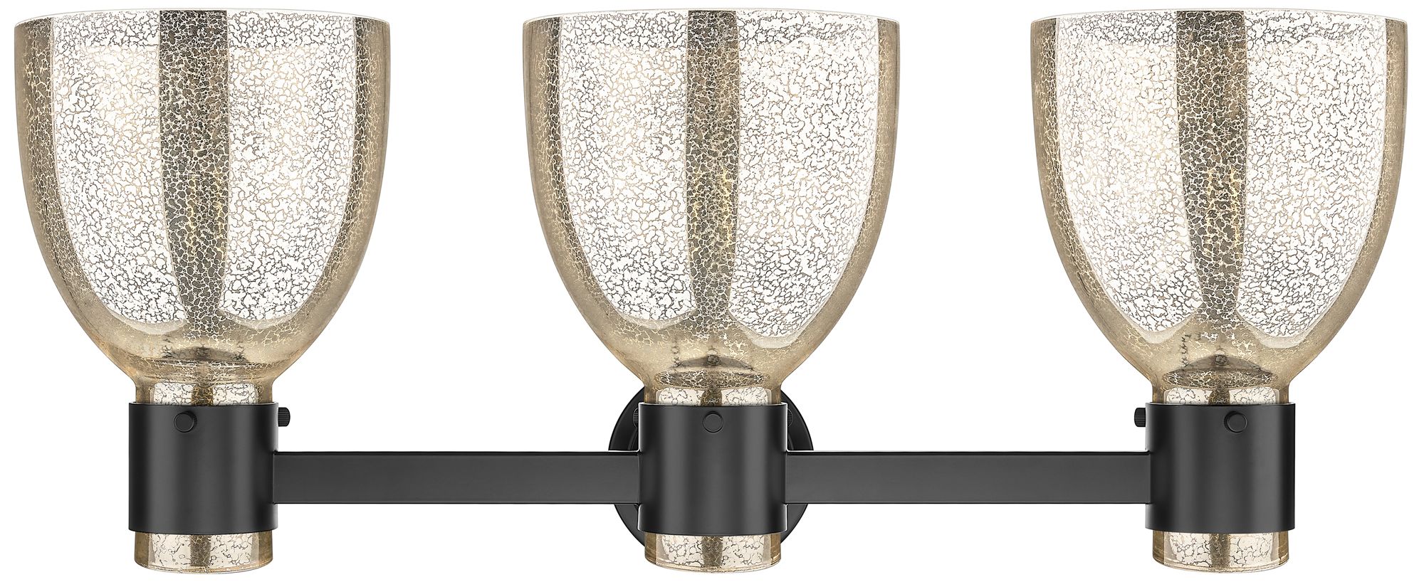 Image 4 Downtown Lawton Bell 24"W 3 Light Black Vanity Light w/ Mercury Shade more views