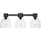 Downtown Lawton Bell 24"W 3 Light Black Vanity Light w/ Clear Shade