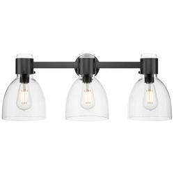 Downtown Lawton Bell 24"W 3 Light Black Vanity Light w/ Clear Shade