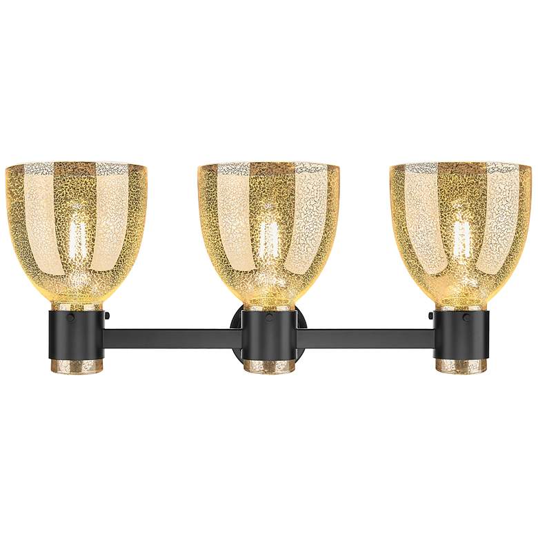Image 3 Downtown Lawton Bell 24"W 3 Light Black Vanity Light w/ Mercury Shade more views