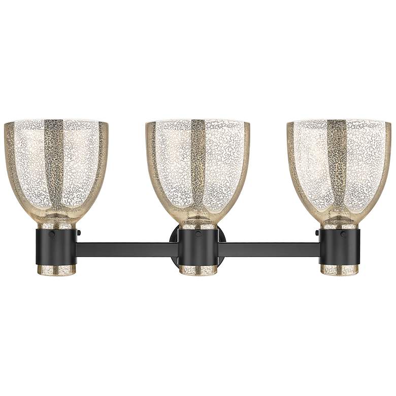 Image 4 Downtown Lawton Bell 24"W 3 Light Black Vanity Light w/ Mercury Shade more views