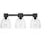 Downtown Lawton Bell 24"W 3 Light Black Vanity Light w/ Seedy Shade