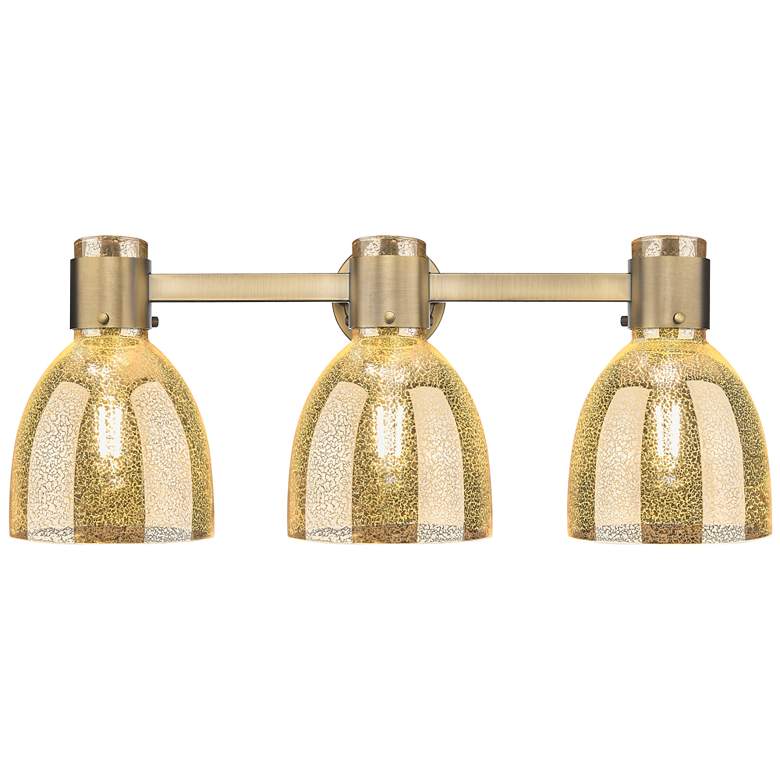 Image 1 Downtown Lawton Bell 24"W 3 Light Brass Vanity Light w/ Mercury Shade