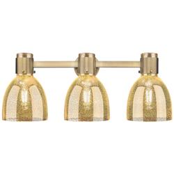 Downtown Lawton Bell 24"W 3 Light Brass Vanity Light w/ Mercury Shade