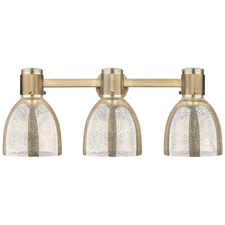 Image 2 Downtown Lawton Bell 24"W 3 Light Brass Vanity Light w/ Mercury Shade more views