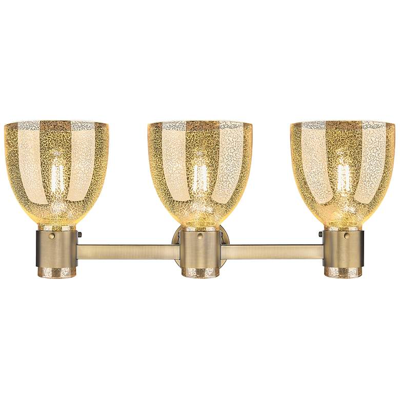Image 3 Downtown Lawton Bell 24"W 3 Light Brass Vanity Light w/ Mercury Shade more views