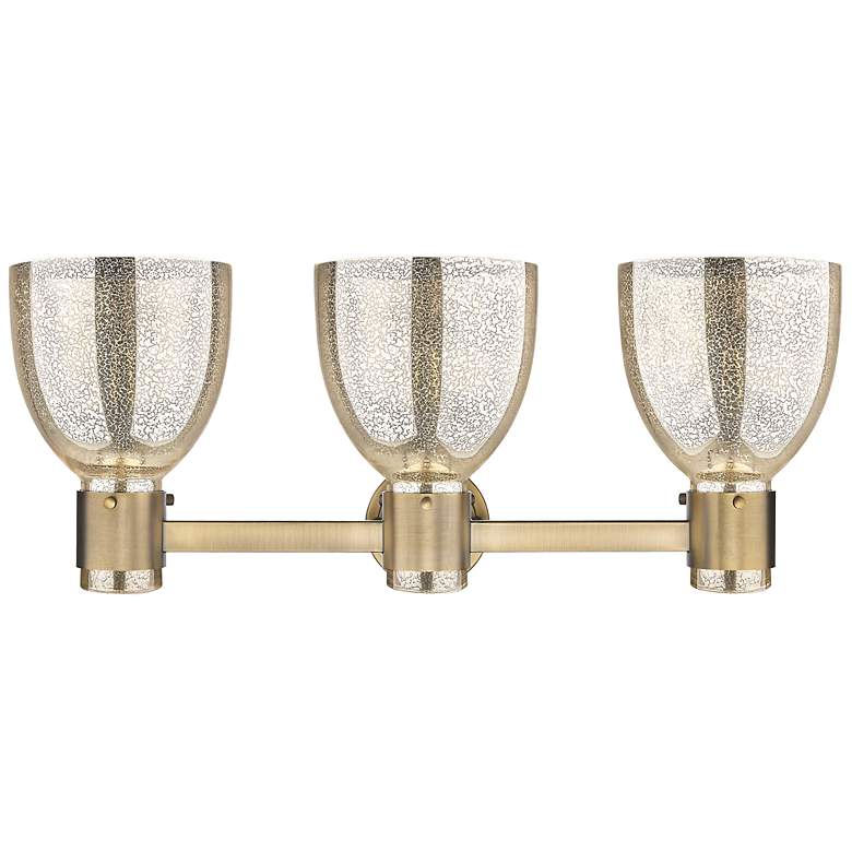 Image 4 Downtown Lawton Bell 24"W 3 Light Brass Vanity Light w/ Mercury Shade more views