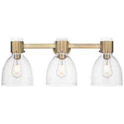 Downtown Lawton Bell 24"W 3 Light Brass Vanity Light w/ Seedy Shade