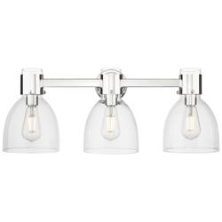Downtown Lawton Bell 24"W 3 Light Nickel Vanity Light w/ Clear Shade
