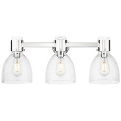 Downtown Lawton Bell 24"W 3 Light Nickel Vanity Light w/ Seedy Shade