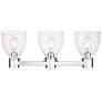2_Downtown Lawton Bell 24"W 3 Light Nickel Vanity Light w/ Seedy Shade more views