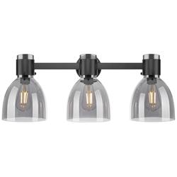 Downtown Lawton Bell 24"W Black Vanity Light w/ Light Smoke Shade
