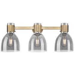 Downtown Lawton Bell 24"W Brass Vanity Light w/ Light Smoke Shade