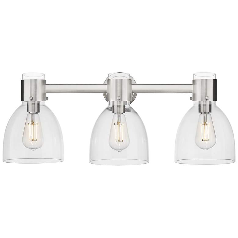 Image 1 Downtown Lawton Bell 24"W Satin Nickel Vanity Light w/ Clear Shade