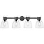1_Downtown Lawton Bell 34"W 4 Light Black Vanity Light w/ Clear Shade