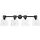 Downtown Lawton Bell 34"W 4 Light Black Vanity Light w/ Clear Shade
