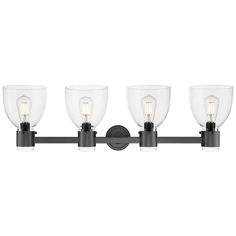 Image 2 Downtown Lawton Bell 34"W 4 Light Black Vanity Light w/ Clear Shade more views