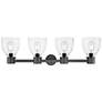 2_Downtown Lawton Bell 34"W 4 Light Black Vanity Light w/ Clear Shade more views