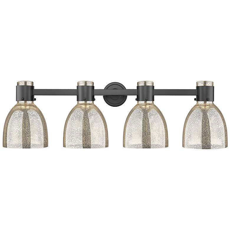 Image 2 Downtown Lawton Bell 34"W 4 Light Black Vanity Light w/ Mercury Shade more views