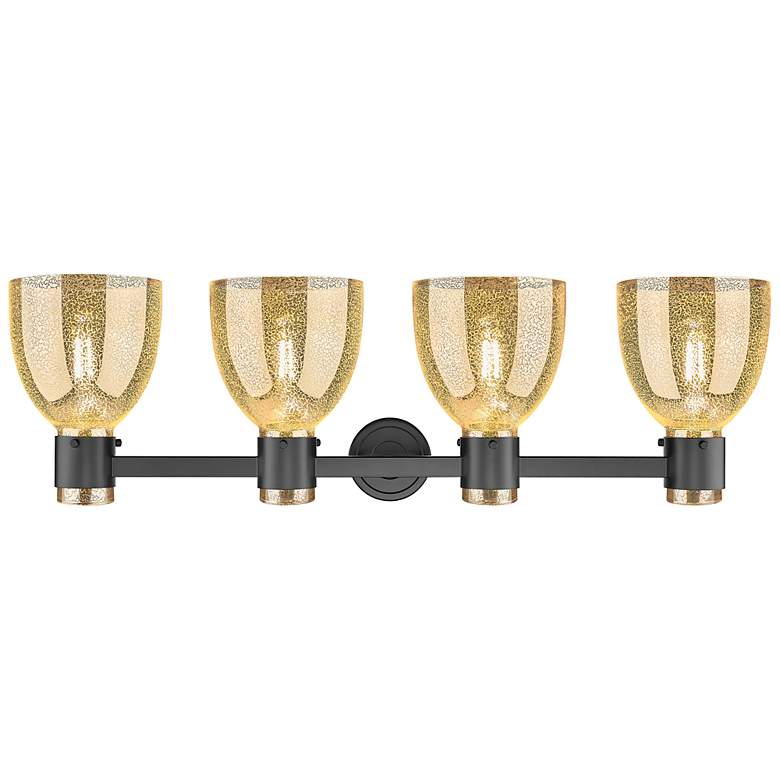 Image 3 Downtown Lawton Bell 34"W 4 Light Black Vanity Light w/ Mercury Shade more views