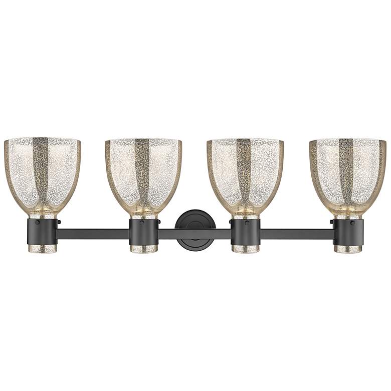 Image 4 Downtown Lawton Bell 34"W 4 Light Black Vanity Light w/ Mercury Shade more views
