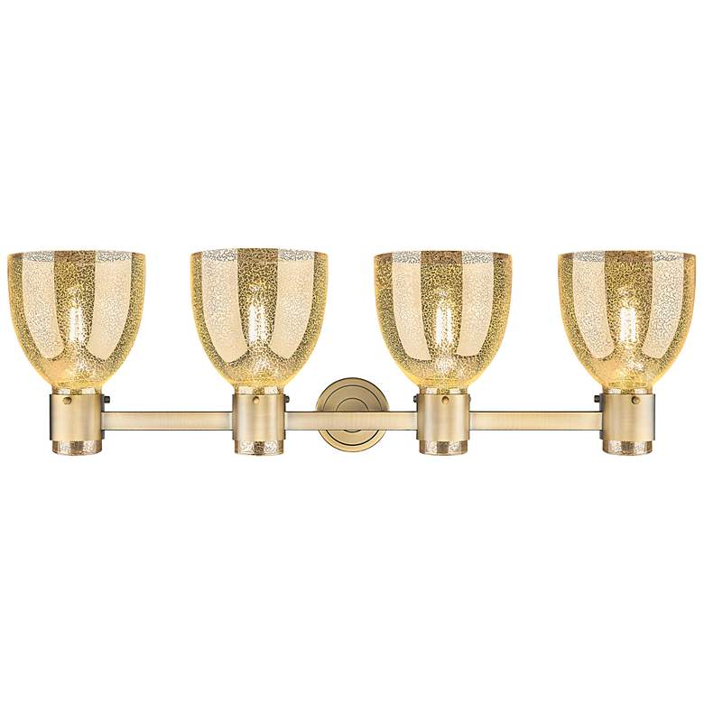 Image 3 Downtown Lawton Bell 34"W 4 Light Brass Vanity Light w/ Mercury Shade more views