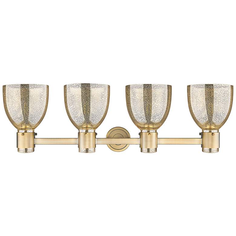 Image 4 Downtown Lawton Bell 34"W 4 Light Brass Vanity Light w/ Mercury Shade more views