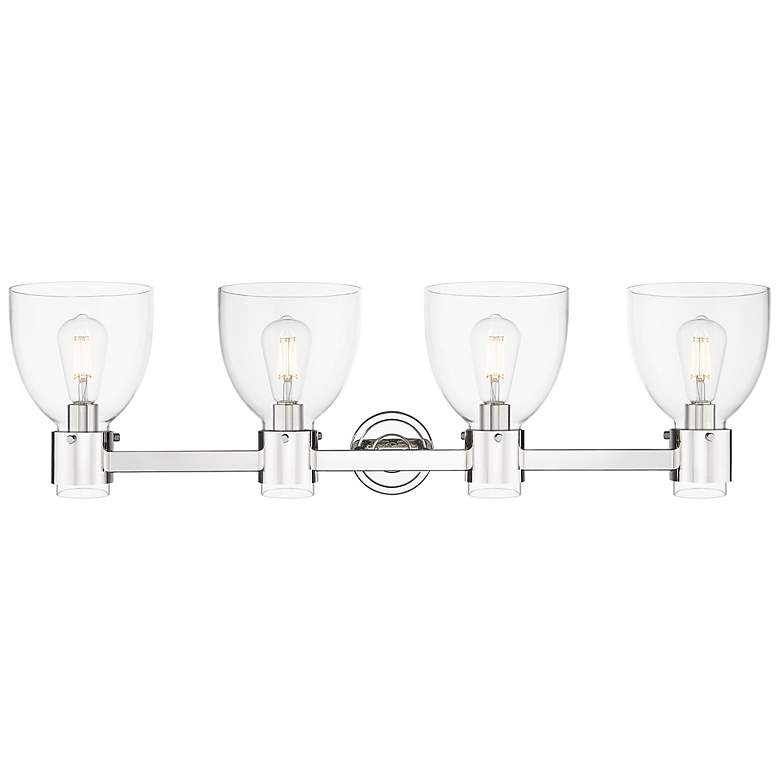 Image 2 Downtown Lawton Bell 34"W 4 Light Nickel Vanity Light w/ Clear Shade more views