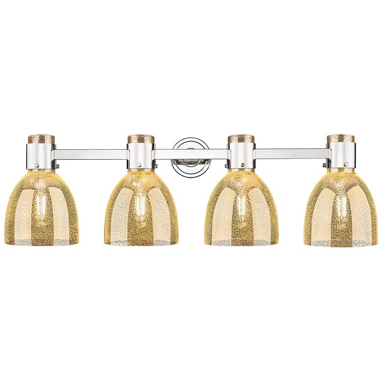 Image 1 Downtown Lawton Bell 34"W 4 Light Nickel Vanity Light w/ Mercury Shade