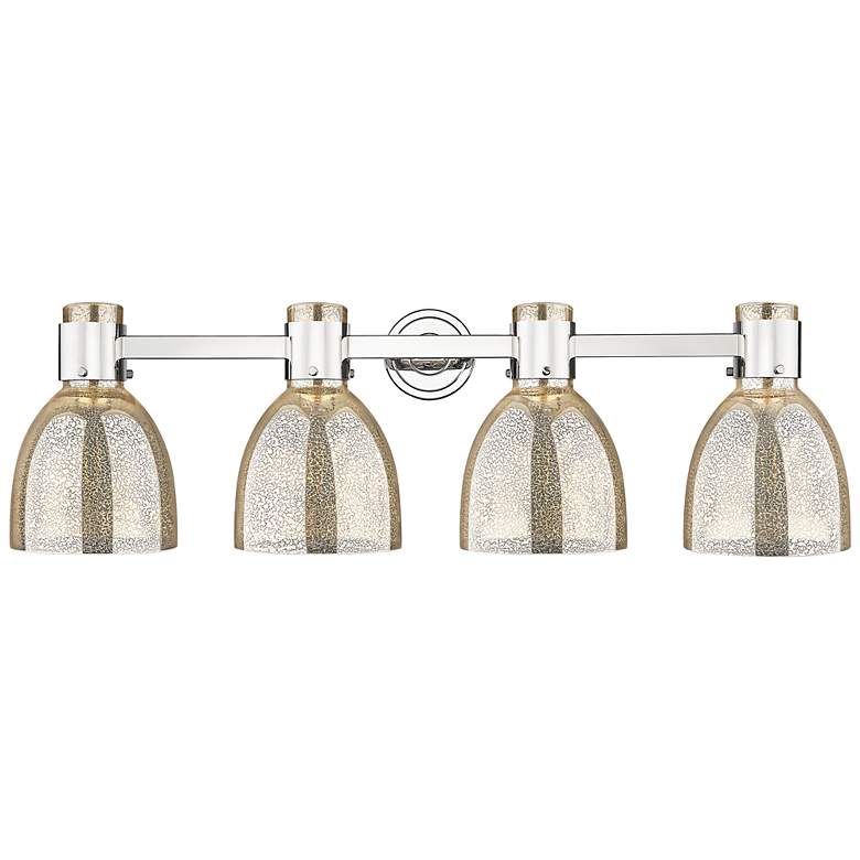 Image 2 Downtown Lawton Bell 34"W 4 Light Nickel Vanity Light w/ Mercury Shade more views