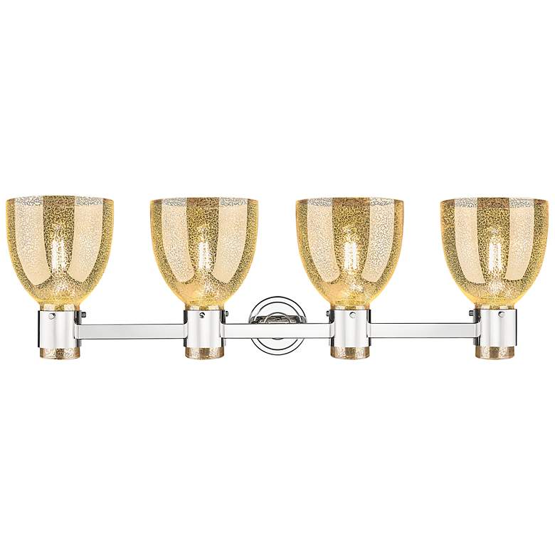 Image 3 Downtown Lawton Bell 34"W 4 Light Nickel Vanity Light w/ Mercury Shade more views