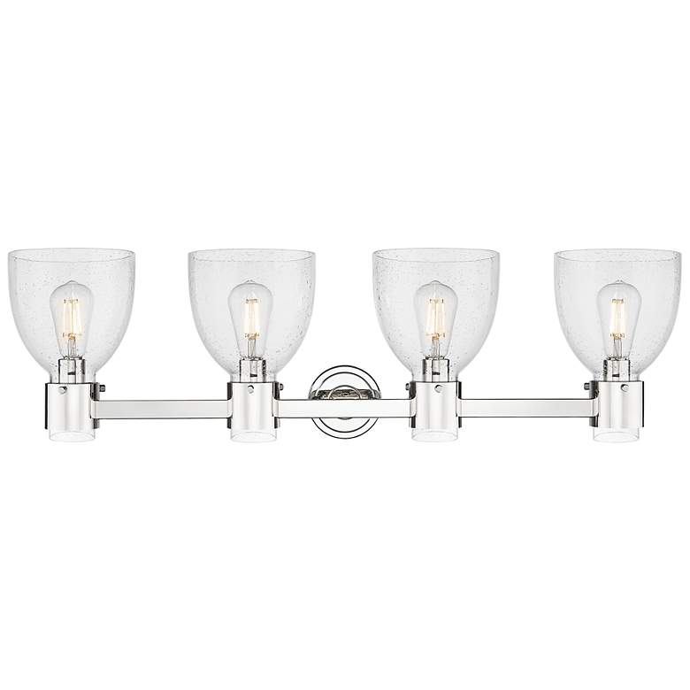 Image 2 Downtown Lawton Bell 34"W 4 Light Nickel Vanity Light w/ Seedy Shade more views