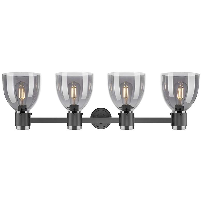 Image 2 Downtown Lawton Bell 34"W Black Vanity Light w/ Light Smoke Shade more views