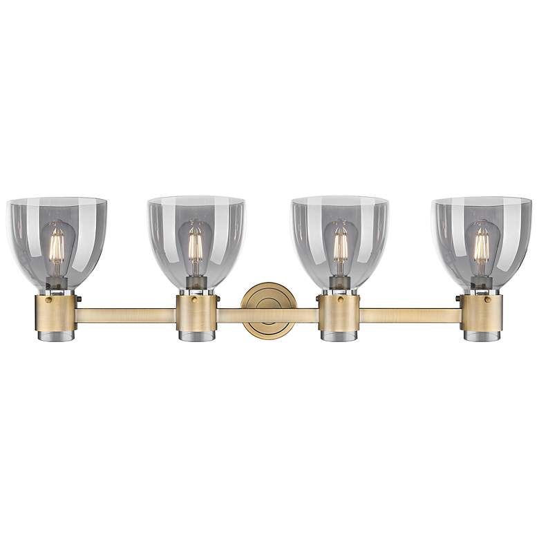 Image 2 Downtown Lawton Bell 34"W Brass Vanity Light w/ Light Smoke Shade more views