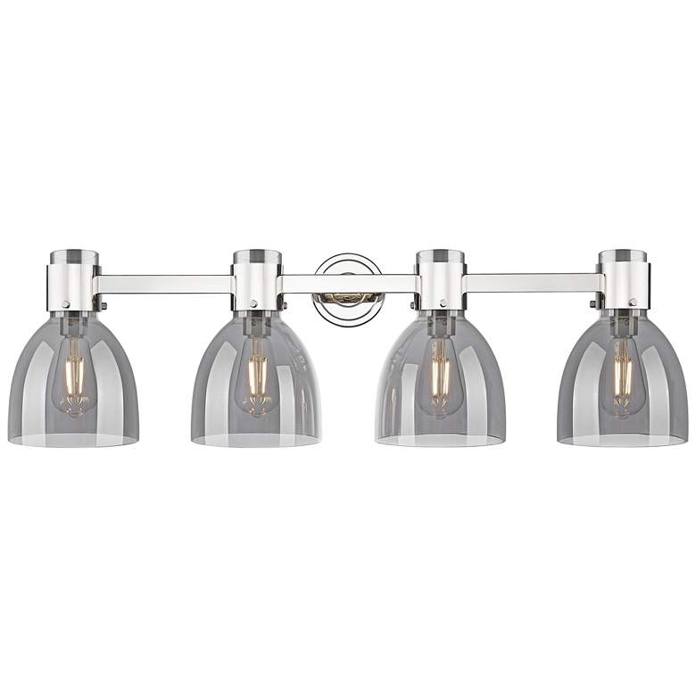 Image 1 Downtown Lawton Bell 34"W Nickel Vanity Light w/ Light Smoke Shade