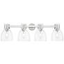1_Downtown Lawton Bell 34"W Satin Nickel Vanity Light w/ Clear Shade