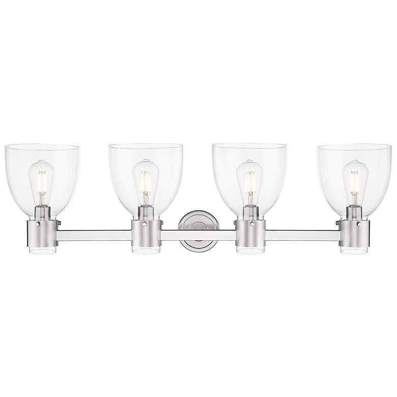 Image 2 Downtown Lawton Bell 34"W Satin Nickel Vanity Light w/ Clear Shade more views