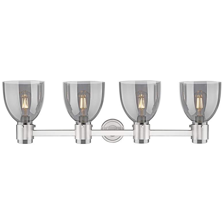 Image 2 Downtown Lawton Bell 34"W Satin Nickel Vanity Light w/ Light Smoke Shade more views