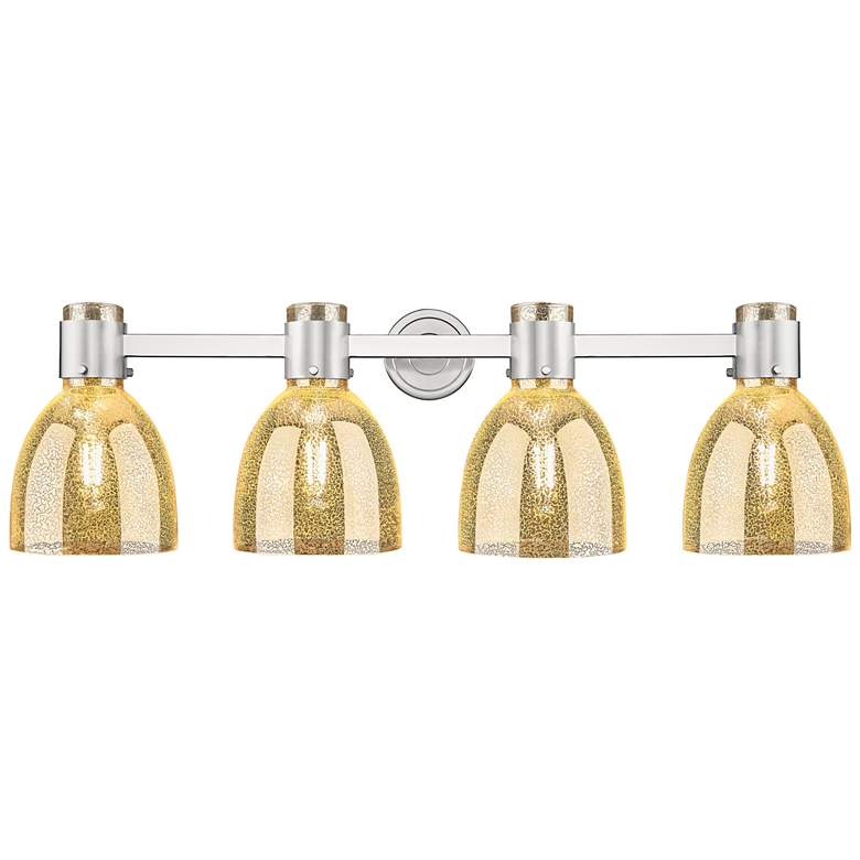 Image 1 Downtown Lawton Bell 34"W Satin Nickel Vanity Light w/ Mercury Shade