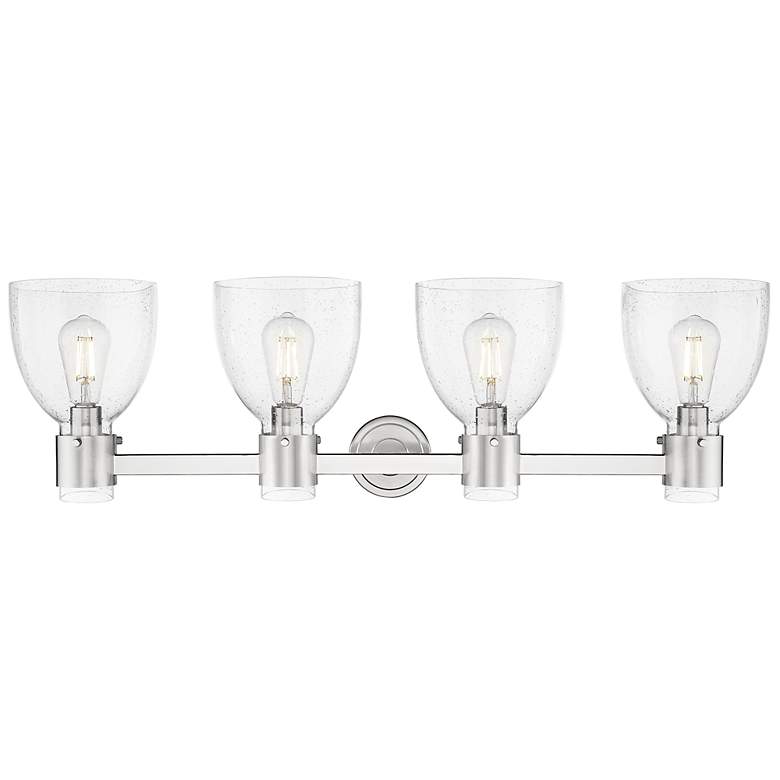 Image 2 Downtown Lawton Bell 34"W Satin Nickel Vanity Light w/ Seedy Shade more views